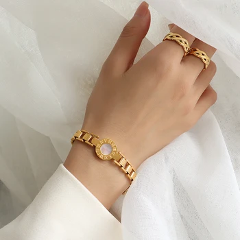 Новые браслеты-цепочки для часов для женщин, корпус из нержавеющей стали, римские цифры, Женские браслеты, браслет, Элегантные ювелирные изделия Оптом