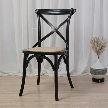 Обеденный стул из массива дерева в скандинавском стиле Ретро, Ресторанная мебель, Простой Барный обеденный стул, Повседневные креативные стулья со спинкой в американском стиле проживания в семье
