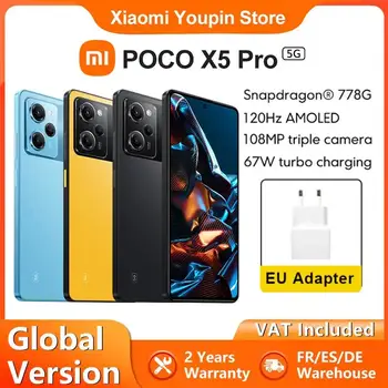 Оригинальный смартфон POCO X5 Pro 5G Глобальной версии 128 ГБ/256 ГБ Snapdragon 778G 120 Гц Flow AMOLED DotDisplay 108 МП 67 Вт NFC