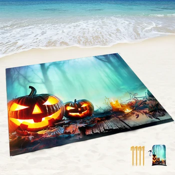 Пескостойкие водонепроницаемые пляжные одеяла, легкие портативные одеяла для пикника на Хэллоуин для летних путешествий, кемпинга, пляжной вечеринки, пеших прогулок