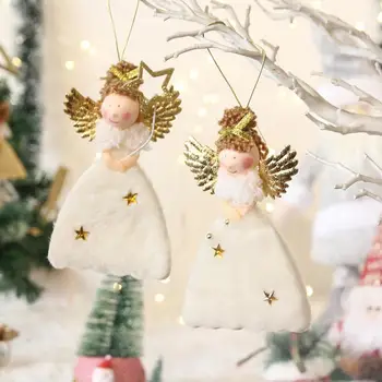 Подвеска в виде рождественского Ангела, Очаровательная подвеска в виде рождественского Ангела, мини-кукольное украшение с крыльями на шнурке, дизайн для украшения рождественской елки, Рождество