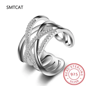Подлинное кольцо с крестом из стерлингового серебра 925 пробы, сверкающее прозрачным CZ, для женщин, простое дизайнерское кольцо, изысканные ювелирные украшения, Подарочные аксессуары