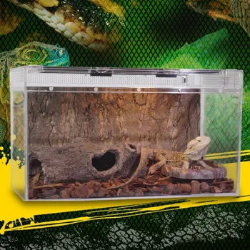 Прозрачный Террариум для рептилий, Аквариум для черепах, Ящерица, Животные-Черепахи, Ящик для разведения насекомых с вентиляционным экраном, тортуга