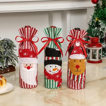Рождественская крышка для бутылки вина, Веселые рождественские украшения для дома, Рождественский орнамент, Новогодние подарки на Новый год 2023, сумки Apple