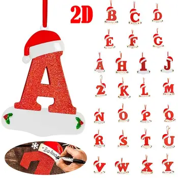Рождественская подвеска из 26 букв, деревянная роспись, Рождественская елка, украшение для дома, Детские игрушки, Подарок, Рождественский Новогодний декор N J3G1