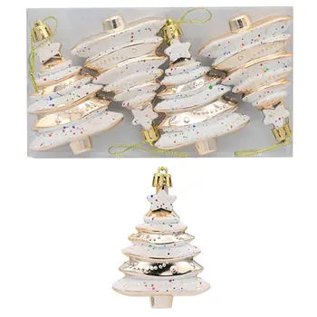 Рождественские Подвесные украшения, 6 цветов, Окрашенная 3D Елка с подвесной веревкой, Подвесной подарок, Рождественский декор