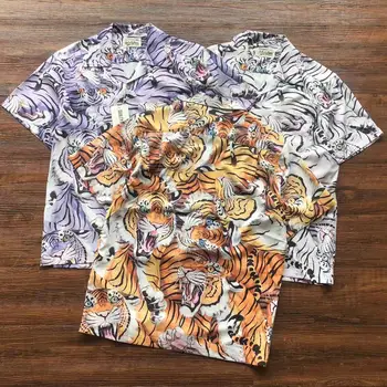 Рубашка с лацканами WACKO MARIA с рисунком тигра, мужская женская повседневная рубашка в пляжном стиле, быстросохнущая, короткий рукав