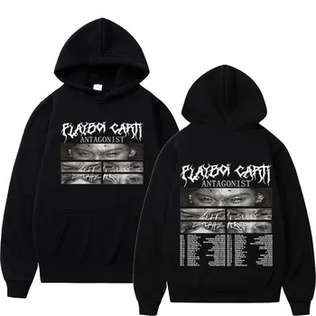 Рэпер Playboi Carti Ретро пуловер с капюшоном Концертная толстовка Antagonist Tour, мужская хип-хоп мода, толстовки оверсайз, уличная одежда