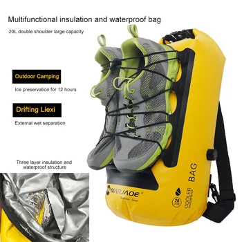 Рюкзак для хранения на открытом воздухе объемом 20 л, изолированный рюкзак для сухого и влажного отделения, складной и легкий для каякинга, рафтинга, катания на лодках, плавания