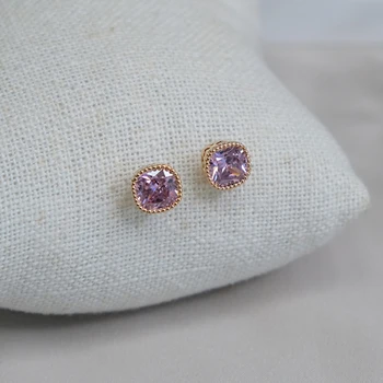 Сверкающие романтические квадратные серьги с фиолетовыми камнями для женщин, элегантные серьги-гвоздики в японском и корейском стиле, украшения для помолвки