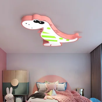 Светильник для детской комнаты Простой современный светодиодный потолочный светильник с интеллектуальным управлением, креативный мультяшный динозавр, освещение для спальни с животными