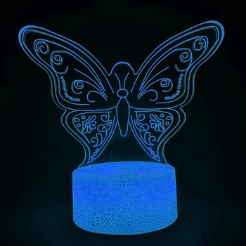 Светодиодные ночники с бабочками для Romm 3D Illusion Lamp Декор прикроватного столика Детский ночник на день рождения Рождественский подарок для девочек