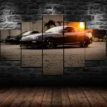 Спортивный автомобиль Toyota Supra, 5 панелей, печать на холсте, настенный художественный плакат, украшение дома, HD Печать фотографий, Домашний декор, Декор комнаты, 5 штук