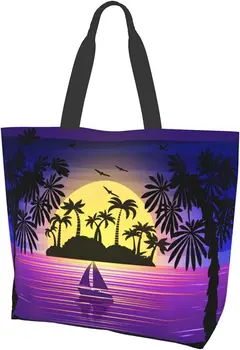 Сумка Sunset Beach, женская сумка-тоут, продуктовые сумки через плечо большой емкости