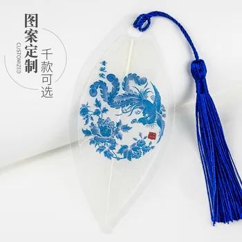 Творческая закладка в виде вены Китайская живопись сине-белый фарфоровый лист В китайском стиле красивые творческие поделки подарки