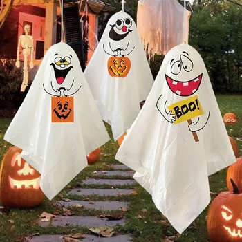Тканевый мини-призрак, подвесное украшение на Хэллоуин, украшение для вечеринки с привидениями, кукла-пальчик, открытка для торта, тыквенный монстр, украшение на Хэллоуин