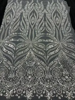 Тяжелая вышивка бисером ручной работы, французская сетка JIANXI.C-1302.8743, африканское кружево в нигерийском стиле для свадебного платья