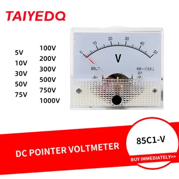 Указатель измерителя напряжения постоянного тока 85C1, панель вольтметра, вольтметр 5V 10V 50V 75V 100V 300V 750V