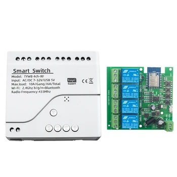 Умный переключатель Tuya 4CH Tuya Wifi Switch DIY Timer AC / DC 7-32V 4CH RF Модуль домашней автоматизации Smartlife для Alexa Google Home