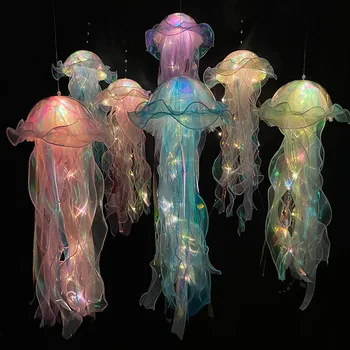 Фонарики в виде медуз, светящийся реквизит, Креативные подвесные украшения под водой, тема Русалочки, декор для вечеринки по случаю дня рождения для девочек