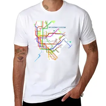 Футболка с картой метро Нью-Йорка, винтажная футболка, топы больших размеров, футболка с графикой, мужская одежда
