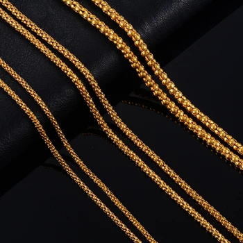Цепочка из кукурузного попкорна диаметром 1,9 мм, 2,5 мм, 3,2 ММ, ожерелье из нержавеющей стали золотого цвета для женщин, мужчин, Модные украшения в подарок